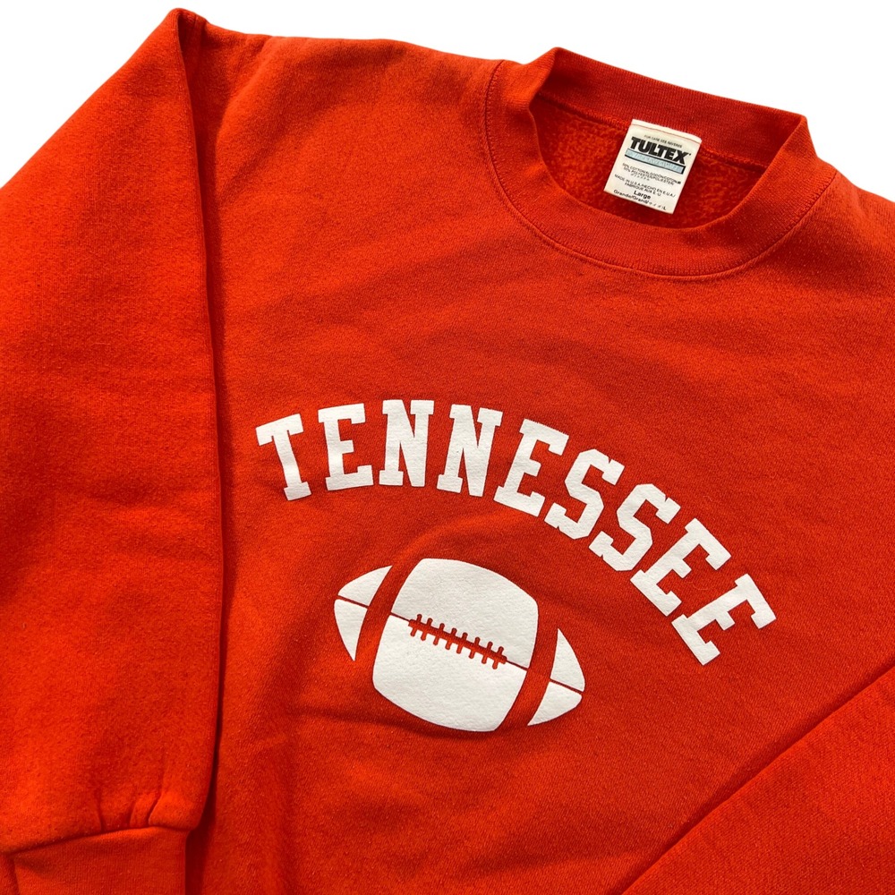 VTG 90s Tennessee Football Tultex Crew Sweatshirt Men L Orange Pullover USA Made